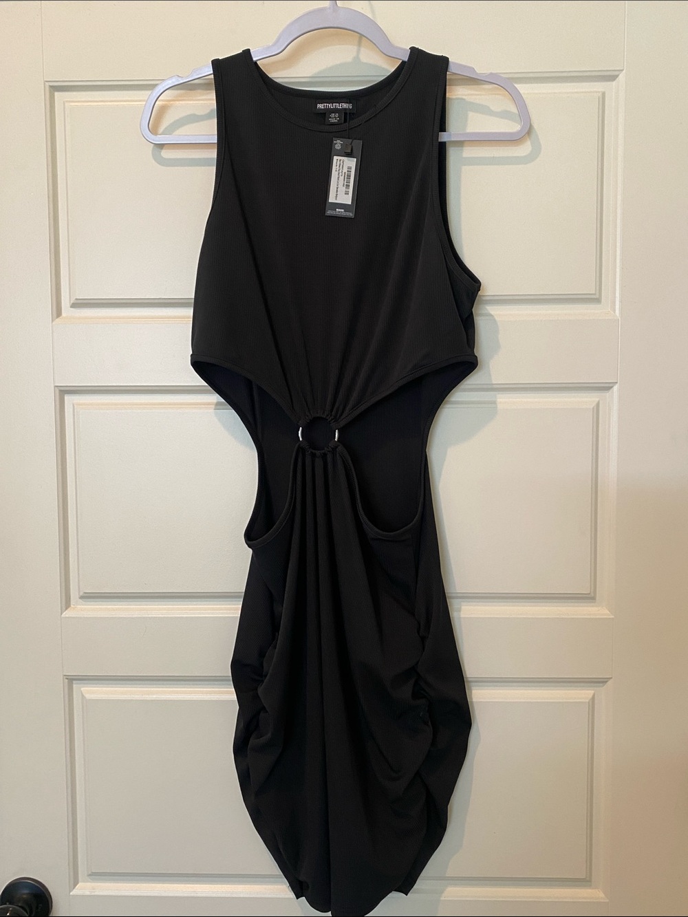 PrettyLittleThing Black Sleeveless Ring-Front Cutout Bodycon Dress Size 10  NWT